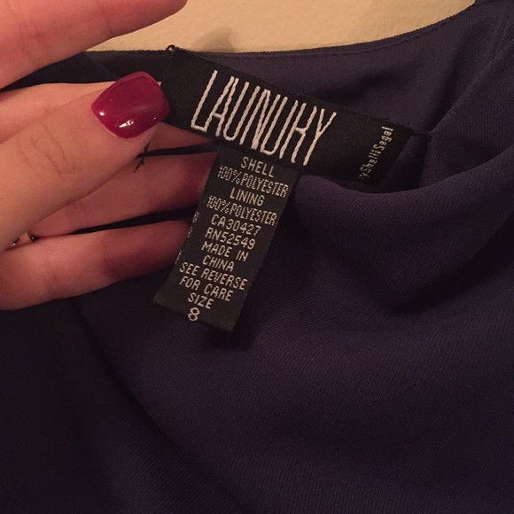 Laundry Navy Blue Dress w/ Rose Bead Strap Size 8 - Picture 6 of 6